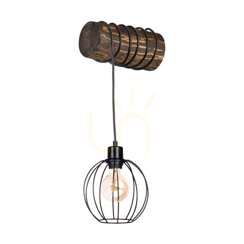Prüfen Lumo Wandleuchte, Walnuss/Schwarz, 1xE27, 27 cm