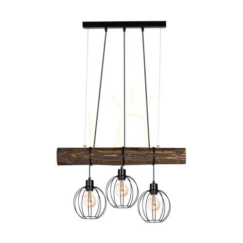 Prüfen Lumo Pendelleuchte, Walnuss/Schwarz, 3xE27, 70 cm
