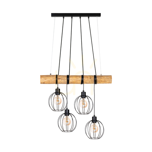 Prüfen Lumo Pendelleuchte, Braun/Schwarz, 4xE27, 90 cm