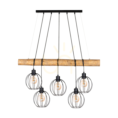Prüfen Lumo Pendelleuchte, Braun/Schwarz, 5xE27, 115 cm