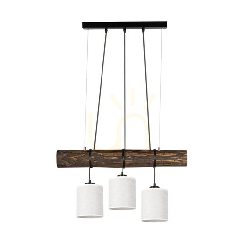 Prüfen Treno Pendelleuchte, Walnuss/Schwarz, beiger Schirm, 3xE27, 70 cm
