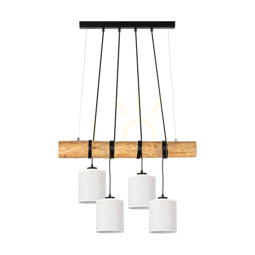 Prüfen Treno Pendelleuchte, Braun/Schwarz, beiger Schirm, 4xE27, 90 cm
