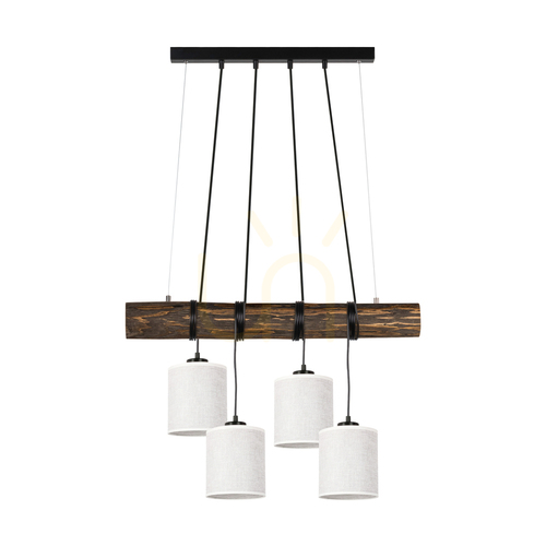 Prüfen Treno Pendelleuchte, Walnuss/Schwarz, beiger Schirm, 4xE27, 90 cm