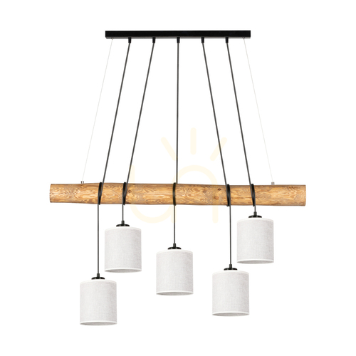 Prüfen Treno Pendelleuchte, Braun/Schwarz, beiger Schirm, 5xE27, 115 cm