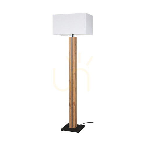 Prüfen Flamo Stehlampe, Eiche/Schwarz, weißer Lampenschirm, 1xE27 + 1x16 W LED, 45 cm