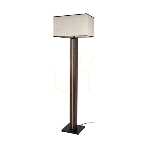 Prüfen Flamo Stehlampe, Nussbaum/Schwarz, beige-schwarzer Lampenschirm, 1xE27 + 1xLED 16 W, 45 cm