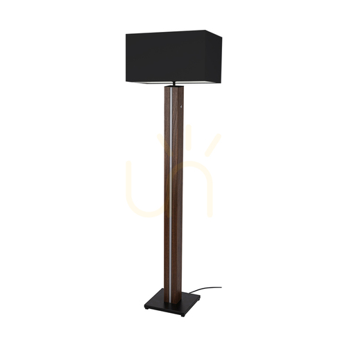 Prüfen Flamo Stehlampe, Nussbaum/Schwarz, schwarzer Lampenschirm, 1xE27 + 1xLED 16 W, 45 cm