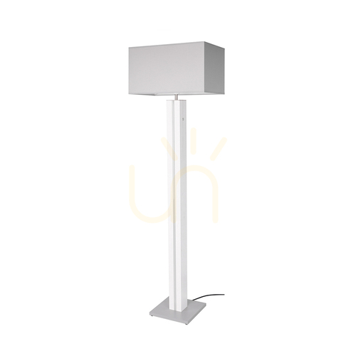 Prüfen Flamo Stehlampe, Nussbaum/Grau, weißer Lampenschirm, 1xE27 + 1xLED 16 W, 45 cm