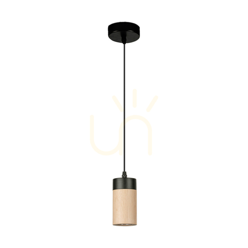 Prüfen Artemis Pendelleuchte, geölte Eiche/Schwarz, 1xGU10, 6 W, Ø 10 cm