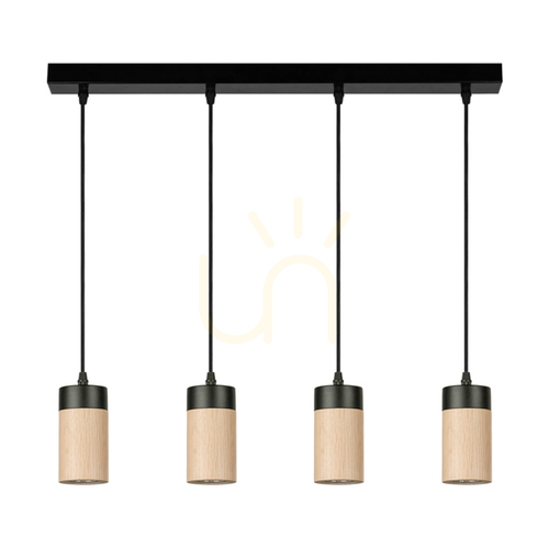 Prüfen Artemis Pendelleuchte, geölte Eiche/Schwarz, 4xGU10, 6 W, 75 cm