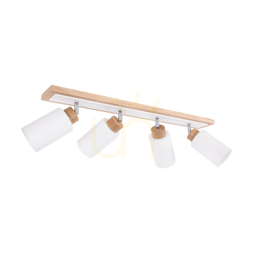 Prüfen Deckenleuchte „Bella“, geölte Eiche/Weiß, 4xE27, 95 cm