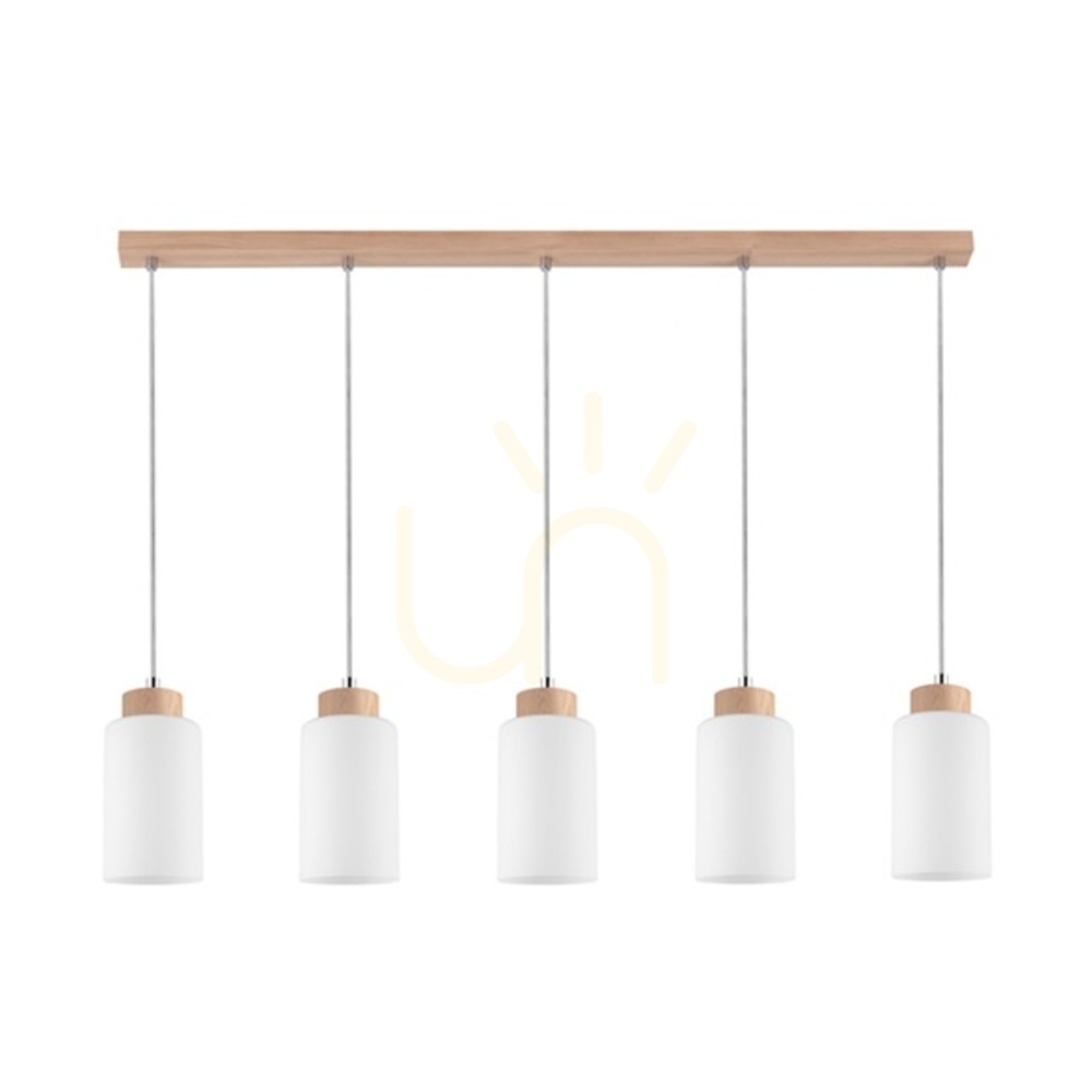 Prüfen Selva Pendelleuchte, geölte Eiche, 5xE27, 100 cm Selva Pendelleuchte, geölte Eiche, 5xE27, 100 cm