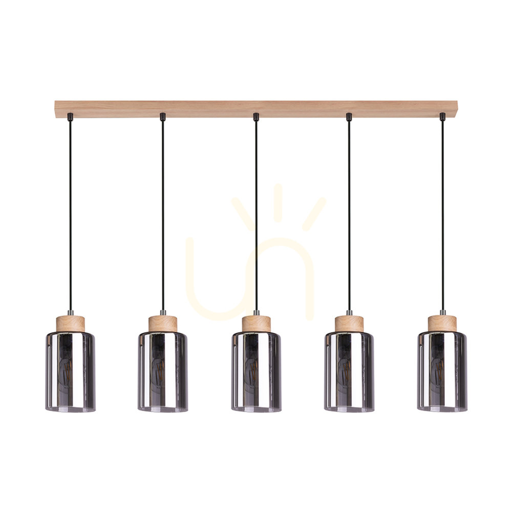 Prüfen Selva Pendelleuchte, geölte Eiche, 5xE27, 100 cm Selva Pendelleuchte, geölte Eiche, 5xE27, 100 cm