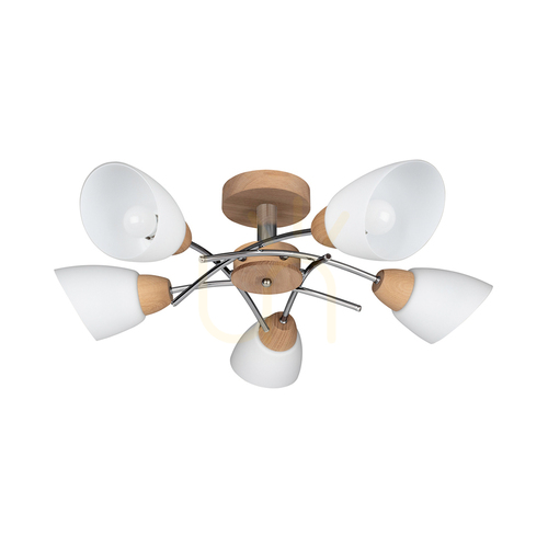 Prüfen Oska Deckenleuchte, geölte Eiche, 5xE27, 70 cm