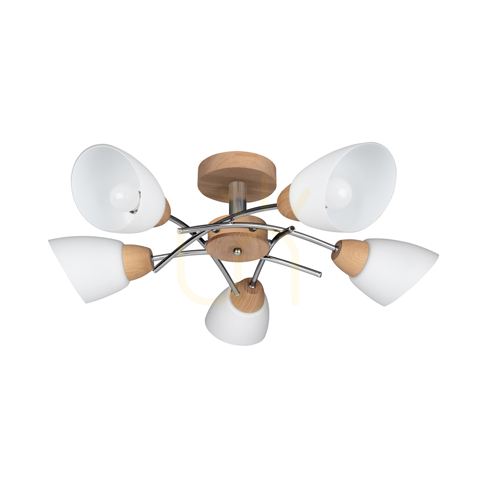 Prüfen Oska Deckenleuchte, geölte Eiche, 5xE27, 70 cm Oska Deckenleuchte, geölte Eiche, 5xE27, 70 cm