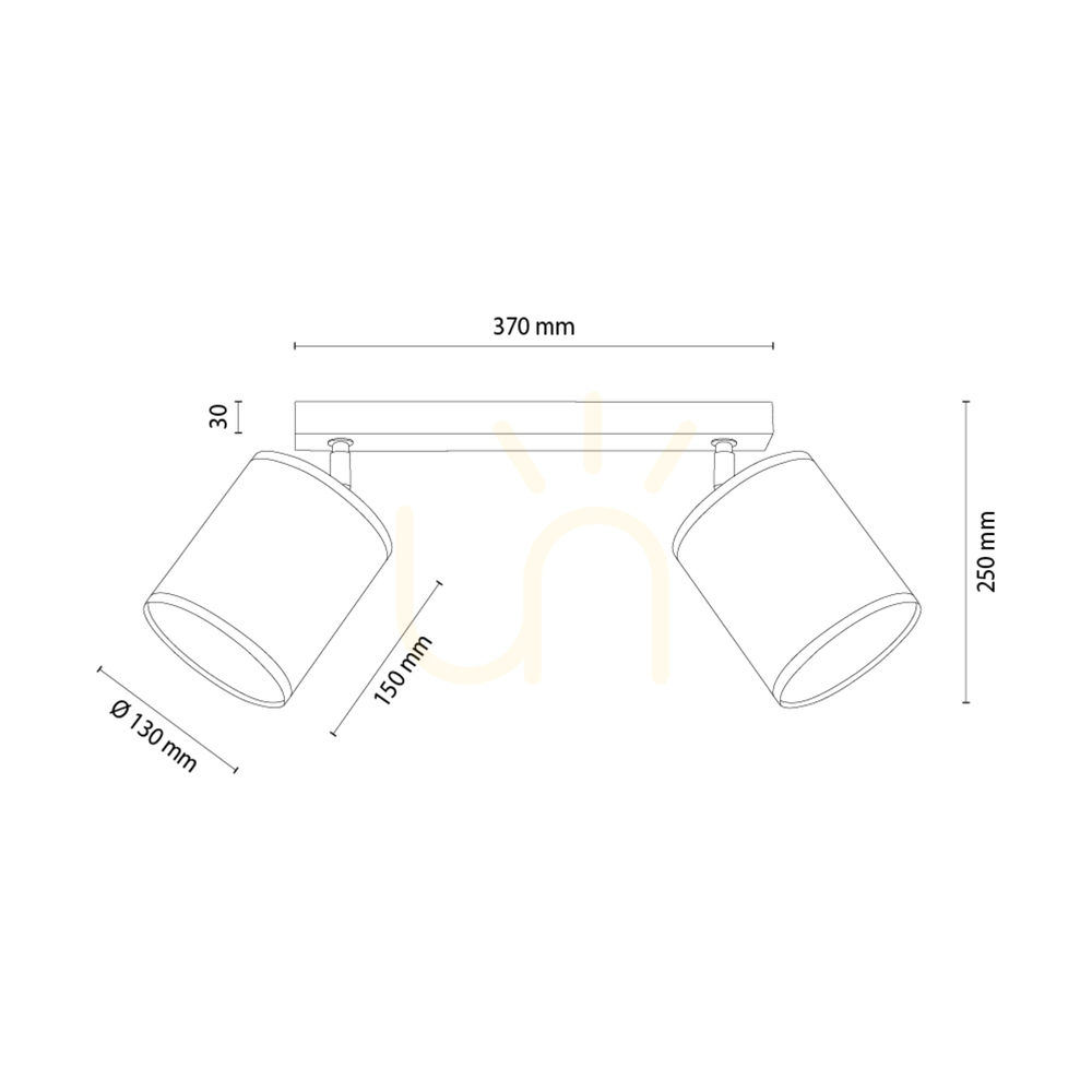 Aussicht Canva Deckenleuchte, schwarz mit beigem Schirm, 2xE27, 52 cm Canva Deckenleuchte, schwarz mit beigem Schirm, 2xE27, 52 cm