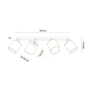 Canva Deckenleuchte, schwarz mit beigem Schirm, 4xE27, 90 cm small 1