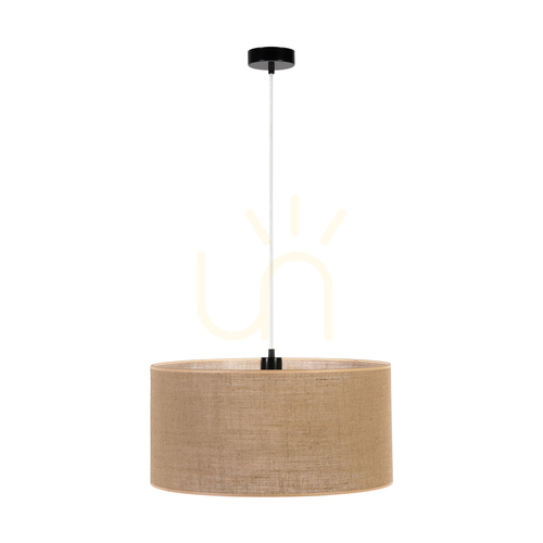 Prüfen Canva Pendelleuchte, schwarz mit beigem Schirm, 1xE27, Ø 50 cm