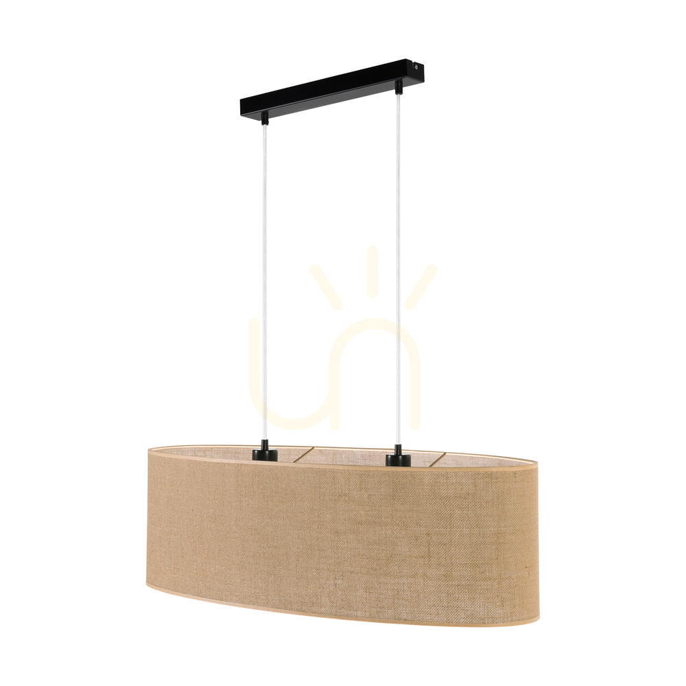 Prüfen Canva-Pendelleuchte, schwarz mit beigem Schirm, 2xE27, 80 cm Canva-Pendelleuchte, schwarz mit beigem Schirm, 2xE27, 80 cm