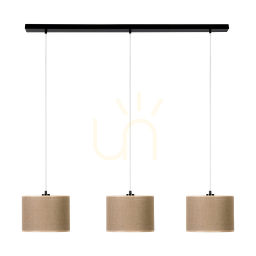 Prüfen Canva Pendelleuchte, schwarz mit beigem Lampenschirm, 3xE27, 100 cm