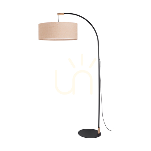 Prüfen Brindille Stehlampe, geölte Eiche/Schwarz, beiger Lampenschirm, 1xE27, 94 cm