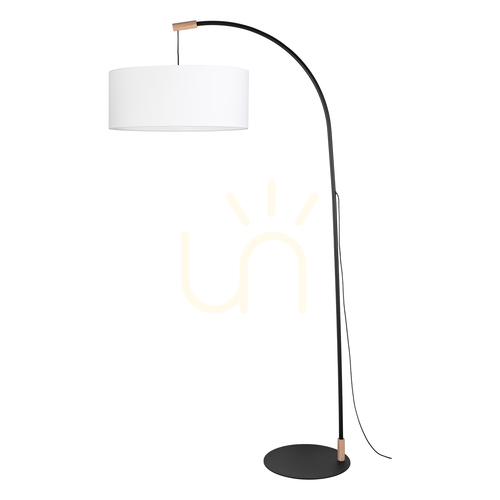 Prüfen Brindille Stehlampe, geölte Eiche/Schwarz, weißer Lampenschirm, 1xE27, 94 cm