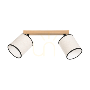 Dreva Deckenleuchte, geölte Eiche, beige-schwarzer Schirm, 2xE27, 52 cm 0 Dreva Deckenleuchte, geölte Eiche, beige-schwarzer Schirm, 2xE27, 52 cm small 0