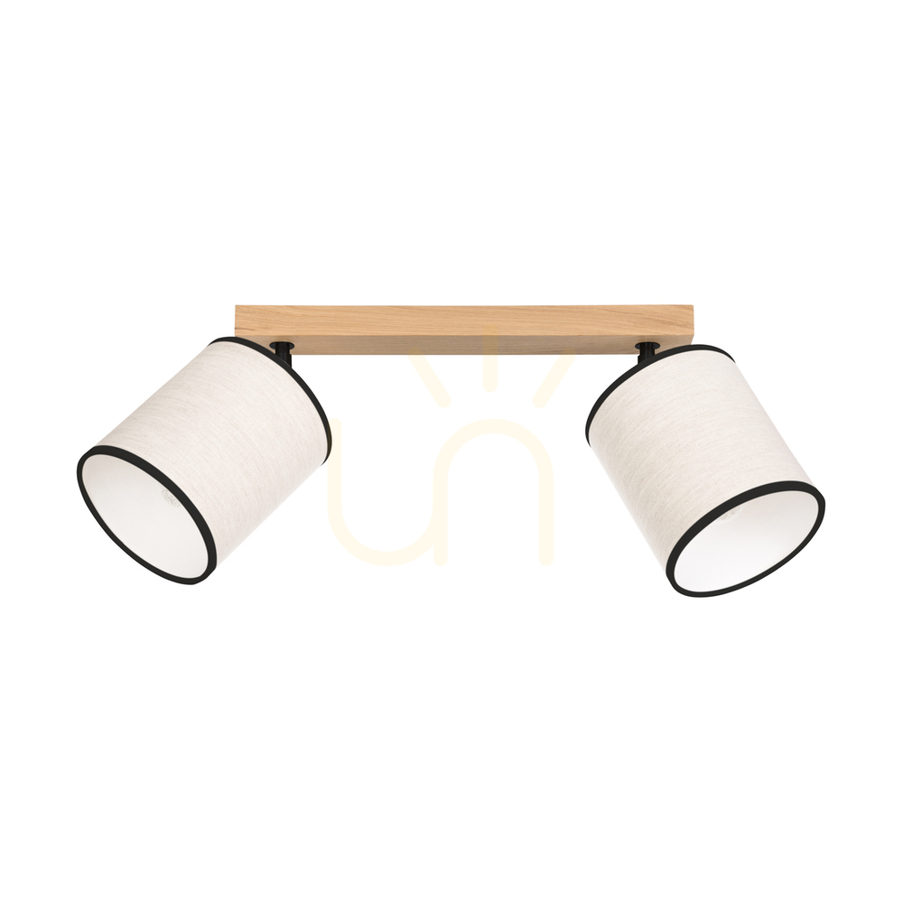 Prüfen Dreva Deckenleuchte, geölte Eiche, beige-schwarzer Schirm, 2xE27, 52 cm Dreva Deckenleuchte, geölte Eiche, beige-schwarzer Schirm, 2xE27, 52 cm