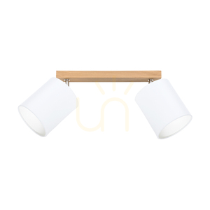 Dreva Deckenleuchte, geölte Eiche, weißer Schirm, 2xE27, 52 cm small 0