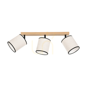 Dreva Deckenleuchte, geölte Eiche, beige-schwarzer Schirm, 3xE27, 67 cm small 0