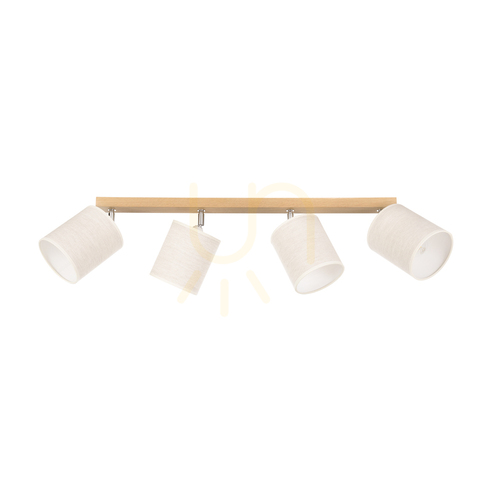 Prüfen Dreva Deckenleuchte, geölte Eiche, beiger Schirm, 4xE27, 90 cm