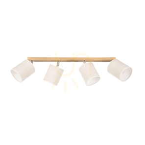 Dreva Deckenleuchte, geölte Eiche, beiger Schirm, 4xE27, 90 cm small 0
