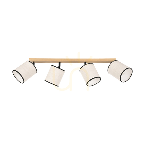 Prüfen Dreva Deckenleuchte, geölte Eiche, beige-schwarzer Schirm, 4xE27, 90 cm