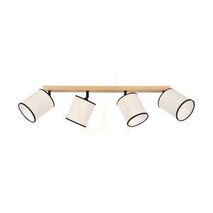 Dreva Deckenleuchte, geölte Eiche, beige-schwarzer Schirm, 4xE27, 90 cm small 0
