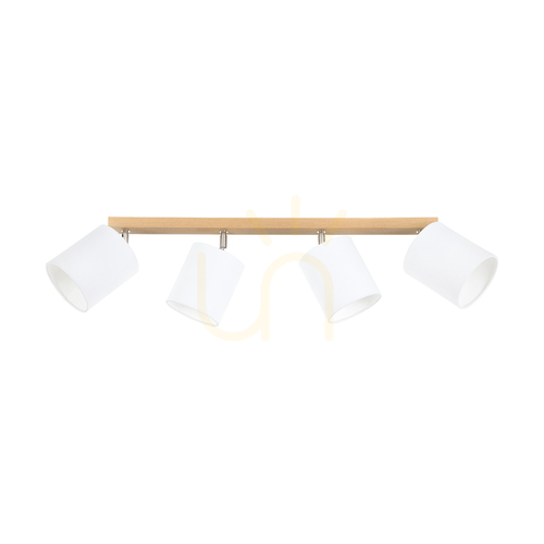 Prüfen Dreva Deckenleuchte, geölte Eiche, weißer Schirm, 4xE27, 90 cm