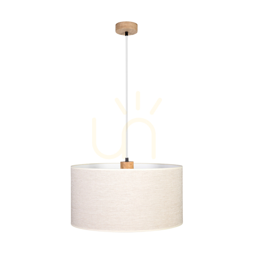 Prüfen Dreva Pendelleuchte, geölte Eiche, beiger Schirm, 1xE27, Ø 50 cm