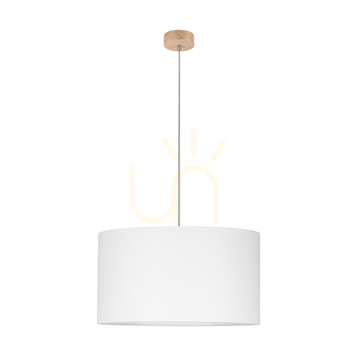 Prüfen Dreva Pendelleuchte, geölte Eiche, weißer Schirm, 1xE27, Ø 50 cm