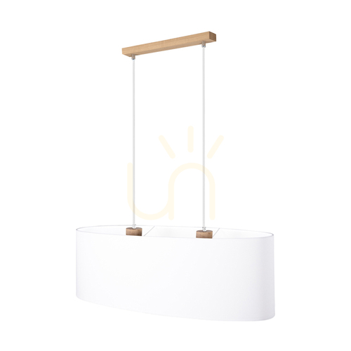 Prüfen Dreva Pendelleuchte, geölte Eiche, weißer Schirm, 2xE27, 80 cm