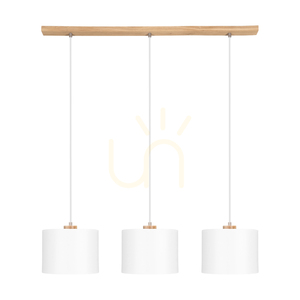 Brinova Dreva Pendelleuchte 3×E27, geölte Eiche, weiße Stoffschirme, 100 cm small 0