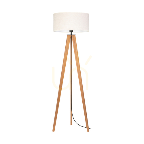 Prüfen Solea Stehlampe, Braun/Schwarz, beiger Lampenschirm, 1xE27, Ø 50 cm