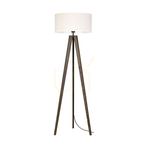 Prüfen Solea Stehlampe, Nussbaum/Schwarz, beiger Lampenschirm, 1xE27, Ø 50 cm