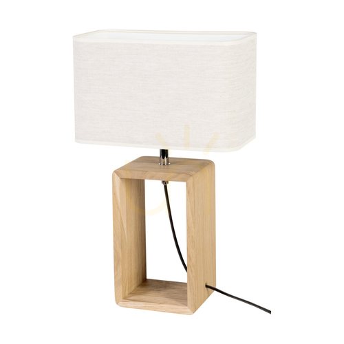 Prüfen Silva Tischlampe, geölte Eiche/Chrom, beiger Lampenschirm, 1xE27, 30 cm