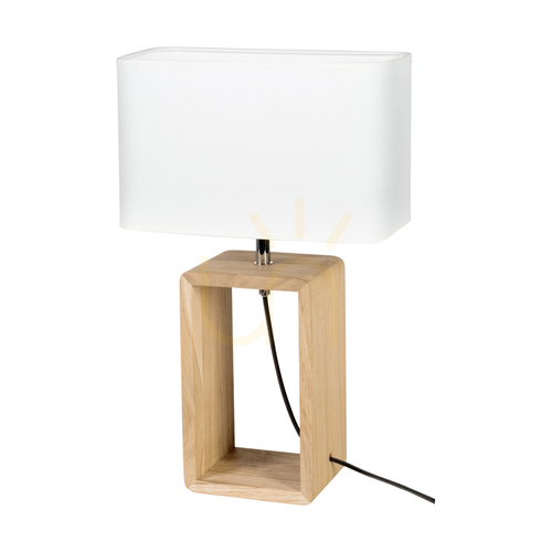 Prüfen Silva Tischlampe, geölte Eiche/Chrom, weißer Lampenschirm, 1xE27, 30 cm