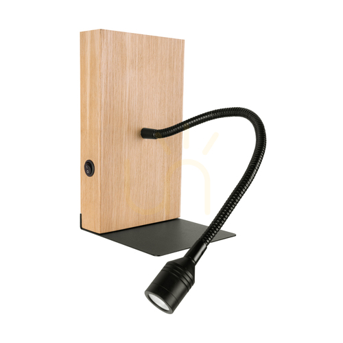 Prüfen Lector Wandleuchte, geölte Eiche/Schwarz, 1xLED 2,8 W, 12 cm