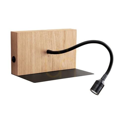 Prüfen Wandleuchte „Lector“, geölte Eiche/Schwarz, 1xLED 2,8 W, 19 cm