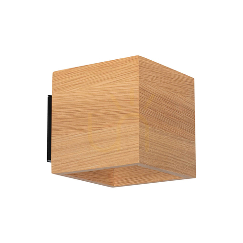 Prüfen Wandleuchte „Block“, geölte Eiche/Schwarz, 1xG9, 13 cm