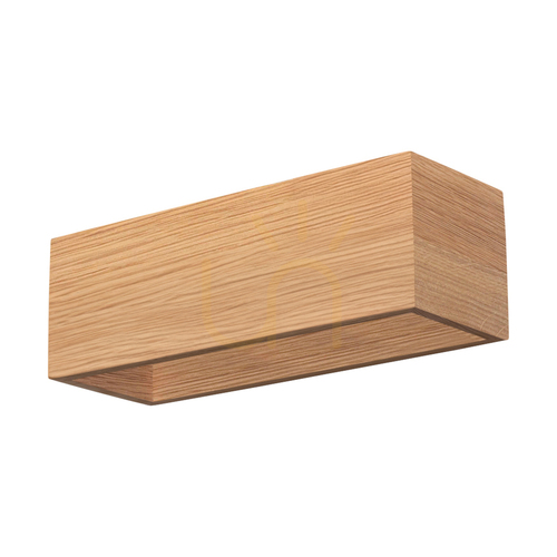 Prüfen Wandleuchte „Block“, geölte Eiche/Schwarz, 2xG9, 33 cm