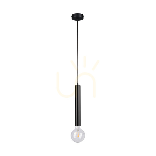 Prüfen Zylinderförmige Pendelleuchte 1xE27 Max. 60 W, schwarz/schwarz/schwarz, PVC, Ø 10 cm