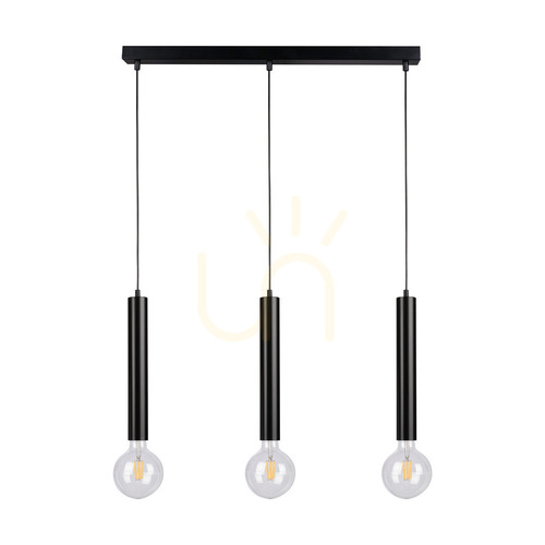 Prüfen Zylinderförmige Pendelleuchte 3xE27 Max. 60 W, schwarz/schwarz/schwarz, PVC, 55 cm