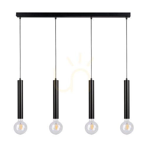 Prüfen Zylinderförmige Pendelleuchte 4xE27 Max. 60 W, schwarz/schwarz/schwarz, PVC, 66 cm